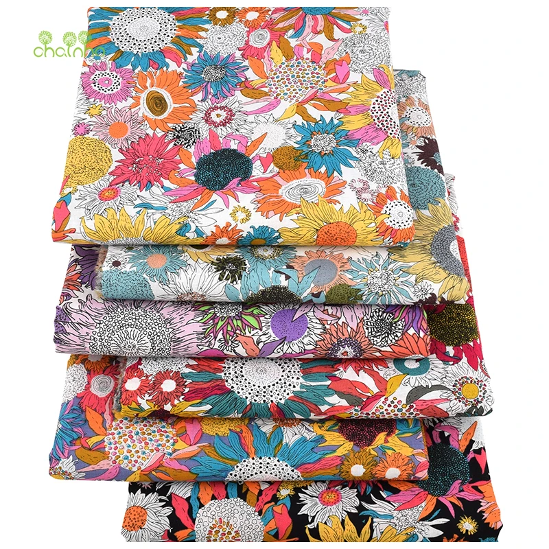 Chainho, новая Цветочная серия, простая хлопковая ткань с принтом, сделай сам, стеганый и поплин, материал для малышей и детей, платье, рубашка, юбка