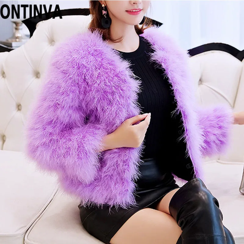 Пальто из искусственного меха с длинным рукавом, Утепленные зимние куртки, пальто для женщин, модный фиолетовый розовый ворсистый, Пушистый кардиган Casaco, верхняя одежда - Цвет: Фиолетовый