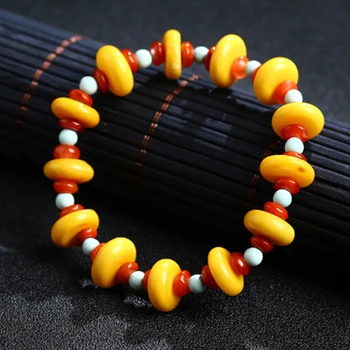 

DIY Red Natural 11mm Beads Beeswax Bracelet Lady's Bracelet With Certificate