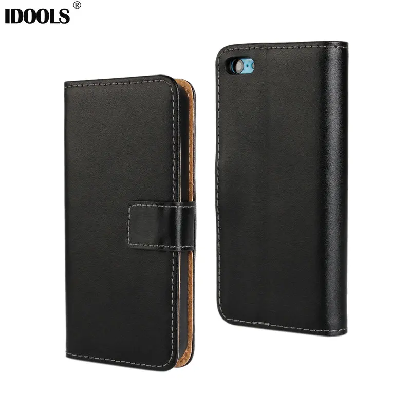 

Real Genuine Leather Case for iPhone 5C Flip Stand Design Phone Back Cover Wallet with Card Slot Book Style Black Brown White
