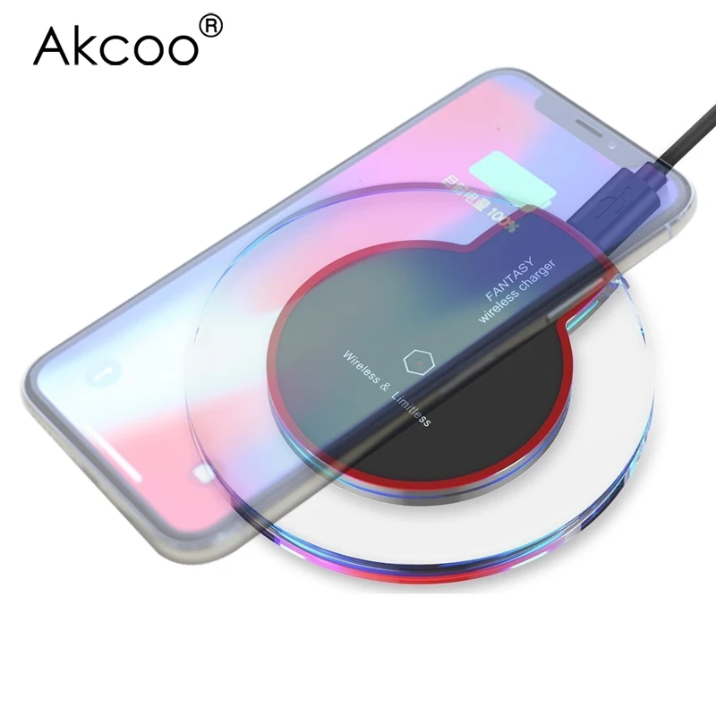 

Akcoo Wireless Charger for iPhone XS Max XR 6 7 8 Plus Qi Fast Wireless Charging Pad Wireless Charger for huawei for Samsung 10