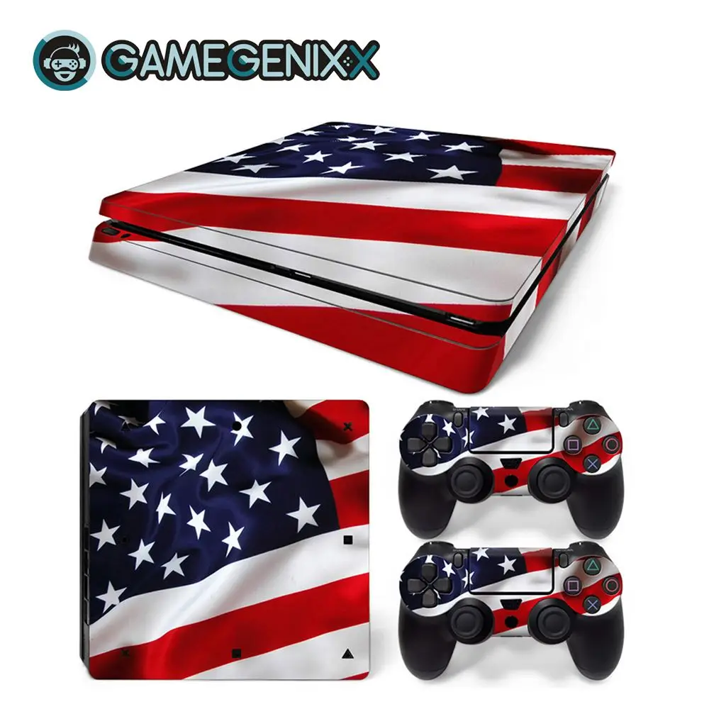 

GAMEGENIXX Skin Sticker Protective Decal Cover Full Set for PS4 Slim Console and 2 Controllers - American Flag