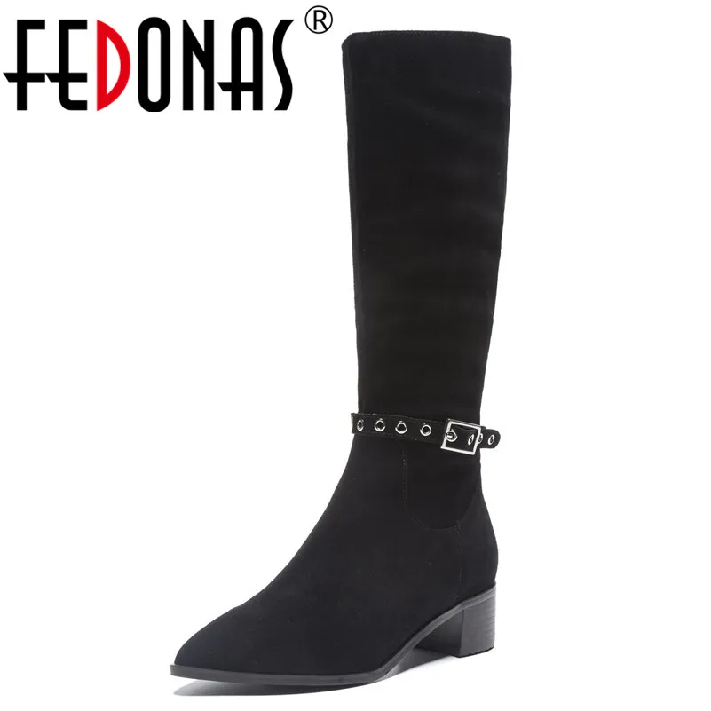 Rivets Haute Femmes Longues Automne Hiver Talons Moto Bottes Sexy Mode Hauts Hautes Chevalier Fedonas Marque Chaussures De Noir wqF6EwX