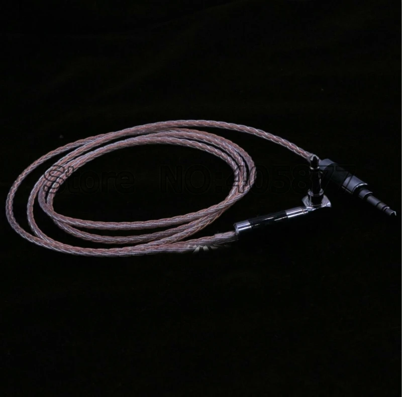 High quality copper and silver mixed braid 3 5MM Stereo Audio Cable headphone upgrade cable Right Angled Plug to straight Plug