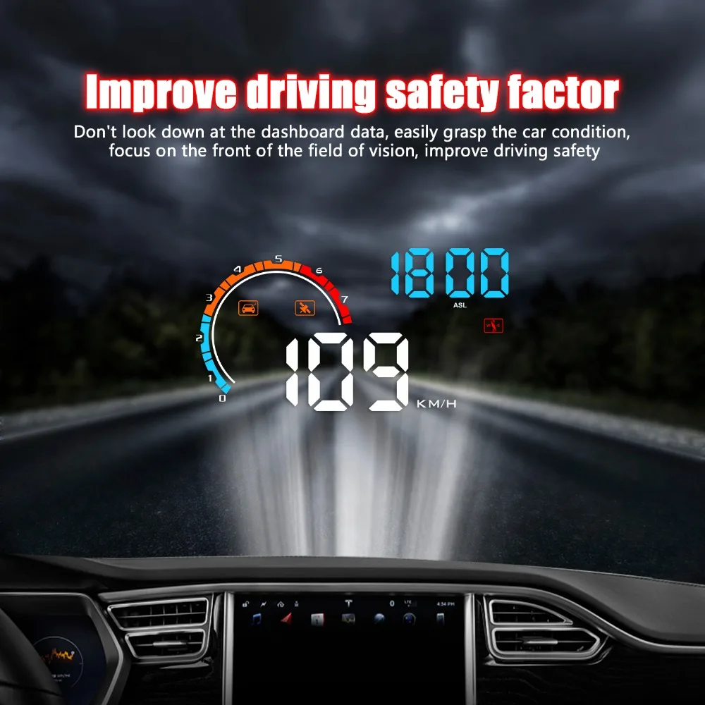 4 дюйма OBD2 + gps HUD Автомобиль BOD2 Head Up Дисплей проектор на лобовое стекло Скорость