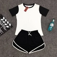 Tracksuit for women Spring And Summer 2016 Short Sleeve tshirt And Shorts Women’s suits In Two Colors Sets Women Plus Size