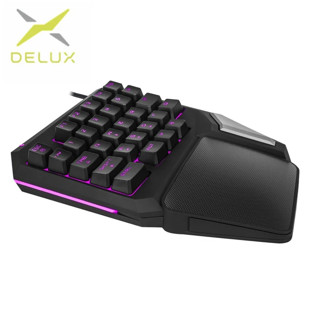 Best Offers Delux T9 Pro Wired Gaming Keyboard Professional Ergonomic Mini Keyboard 7 colors Backlit Single Hand Wrist Support 30Keys For PC