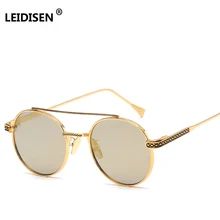 LEIDISEN фирменный дизайн женские металлические солнцезащитные очки круглые солнцезащитные винтажные очки, ретро Зеркальные Круглый Объектив очки Oculos de sol