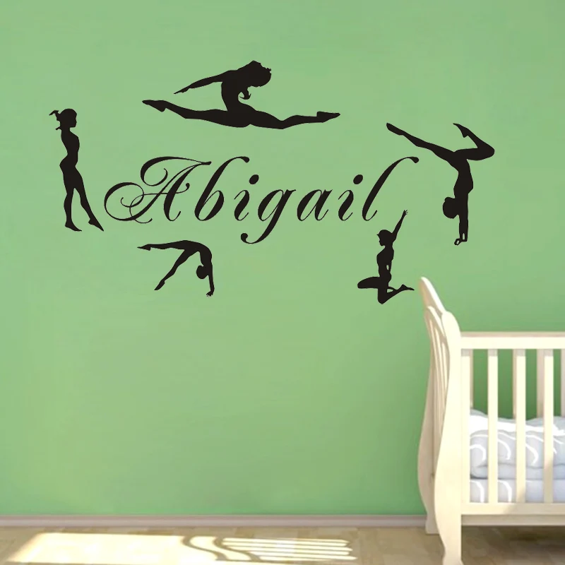 GymnasticsDanceWallDecalPersonalizedNameVinylWallStickerKids
