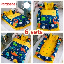 6 комплектов хлопок детская кровать колыбель кроватка мягкий теплый матрас портативная кровать предотвращает давление для ребенка с одеялом