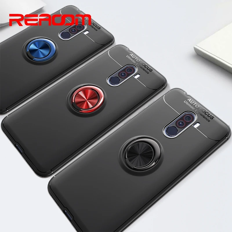 

Fitted Case for Xiaomi pocophone F1 Colorful Finger Ring Stand Coque Magnetic Car Holder TPU Phone Cover for Xiaomi pocophone F1
