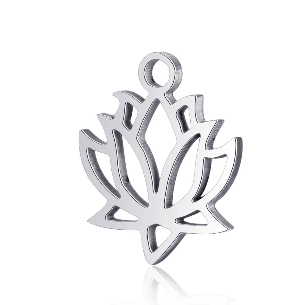 

10pcs Real Stainless Steel Lotus Flower Pendant Charms Fashion Lotus Pendant for DIY Jewelry Bracelet Making Findings Accessory