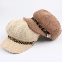 

Rivet String Summer Newsboy Cap For Women Girls Casual stylish breathable Female Octagonal sun Hats Fashion British Berets gorra