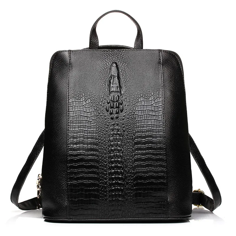 

Luxury Brand 100% Real Genuine Leather Knapsack Ladies Crocodile Pattern Women Backpack Girl Notebook Schoolbags Travel Bags