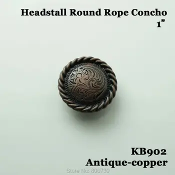 

(KB902) 10pc 1''(2.5cm) Western Headstall Button Leathercraft Antique-copper
