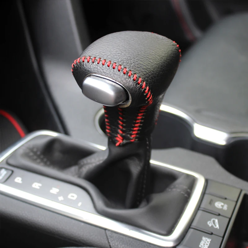 Genuine-Leather-Car-Gear-Head-Shift-Knob-Cover-Gear-Shift-Collars-Case-For-Kia-Sportage-2016