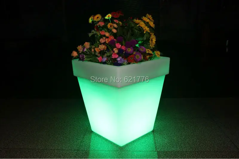 

European LED Light Flowerpot Colors Changeable Luminous flash square flower pot tray VASO Vase LIGHT indoor Outdoor