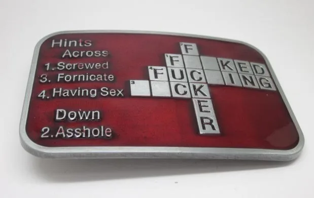 Red Crossword Puzzle Bad Word Belt Buckle Fked In Buckles Hooks