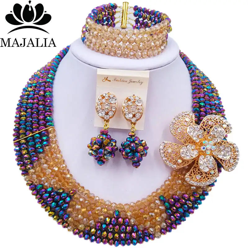Majalia Fashion Trendy Nigeria Wedding African Beads Jewelry Set