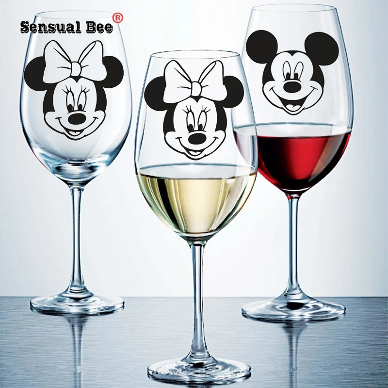 

8pcs/set Cartoon Mickey Mouse And Minnie Wall Sticker For Children Kids Room Glass Cups Art Mural Decoration DIY PVC Wall Decals