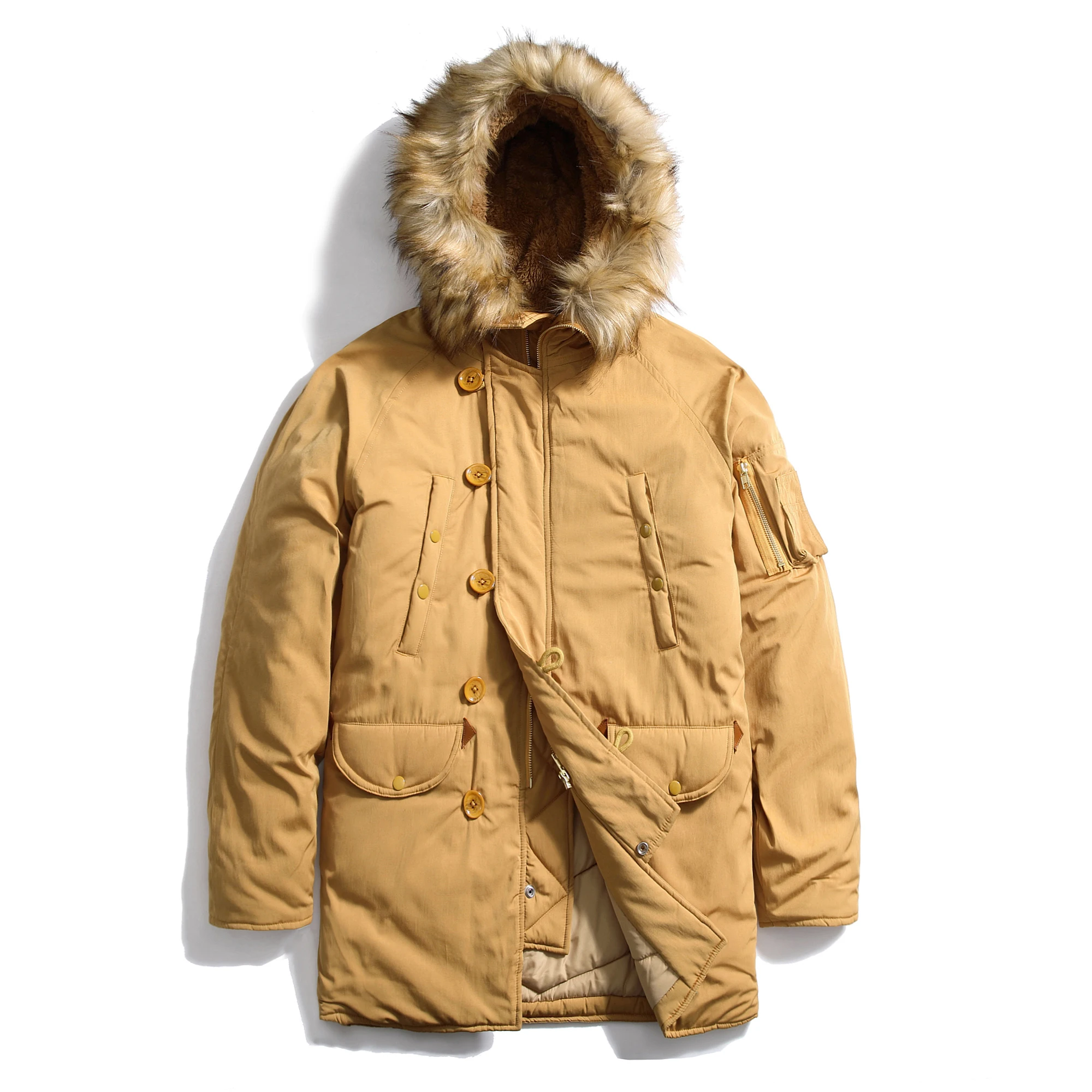 SauceZhan N3B JACKET Winter Jacket Men N 3B USA Flying Parka Bomber Jacket  Long Hooded Jacket Fur Collar Cotton Thick Coat|Parkas| - AliExpress