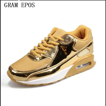 

GRAM EPOS Men Casual Shoes Breathable Mesh Comfortable Lace Up height incresing elevator Cushion Zapatillas Basket Hombre Gold