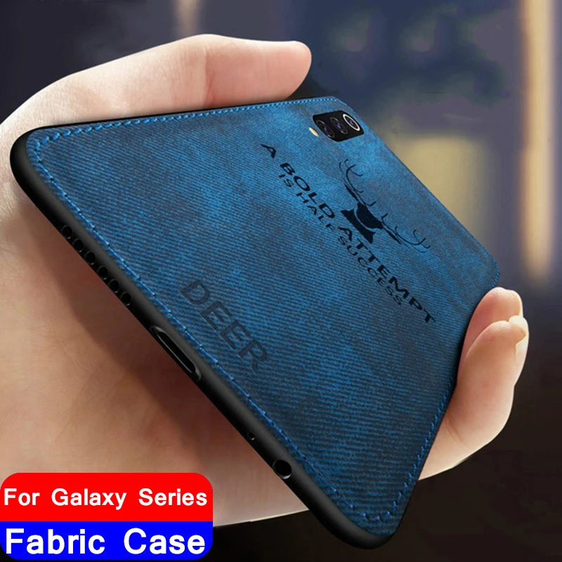 

Cloth Fabric Deer Phone Case For Samsung Galaxy A70 A50 A10 A30 Soft Silicone Back Cover For Samsung A50 S 10 S10 Plus A 70 A 50