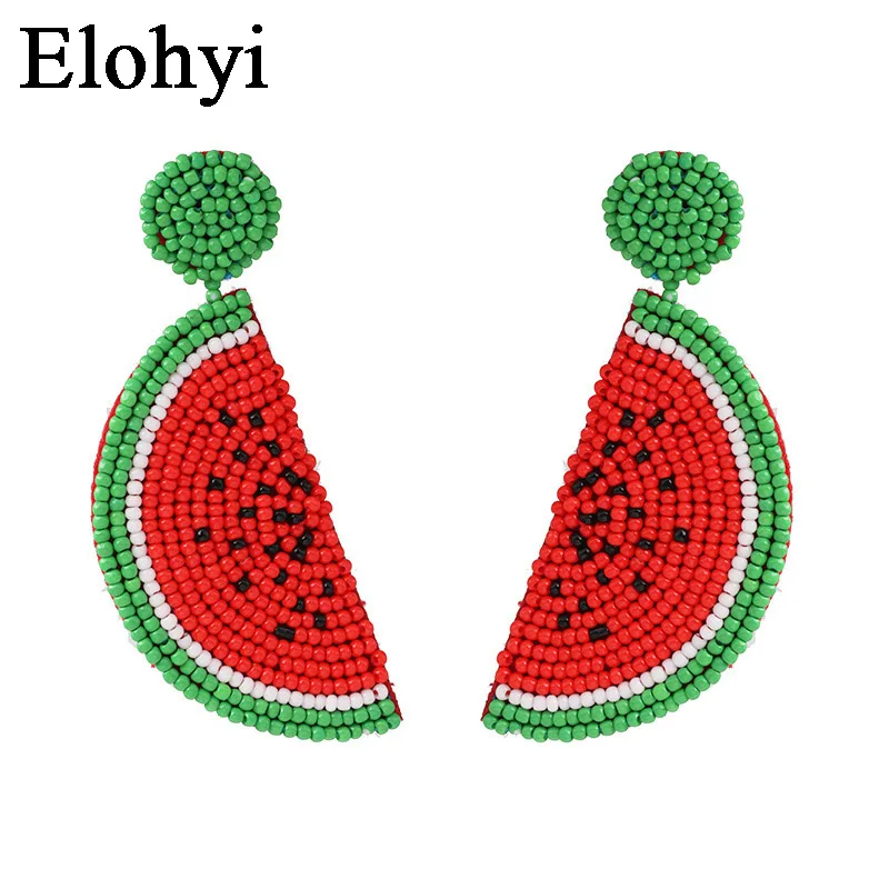 ELOHYI New Arrivals Resin Beads Fruit Watermelon Big Earrings For Women Handmade Drop Fashion Party Club Jewelry | Украшения и