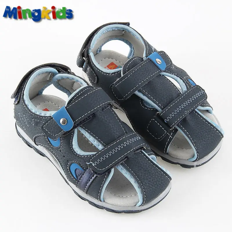 Mingkids Casual Children Sandals closed-toe and soft genuine leather sole high quality boy sandals kindergarten durable Mingkids Casual Children Sandals closed-toe and soft genuine leather sole high quality boy sandals kindergarten durable