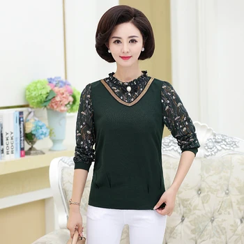 

4XL Chiffon Long Sleeve Tops Women Bottoming Shirt Spring Fall New Turtleneck Floral Printed Plus Size Mother Pullover Tee Shirt