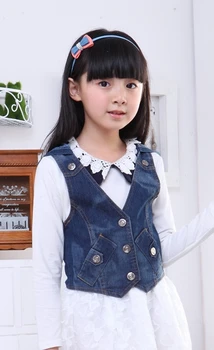 

3-7Y Girls Boys Denim Vest Kids Cowboy Vest Waistcoat Sleeveless Jean Jackets Casual Spring Autumn Children Outerwear