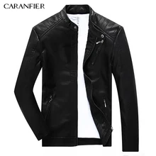 CARANFIER Men font b Jacket b font Coat High Quality Round Collar Zippers font b Leather