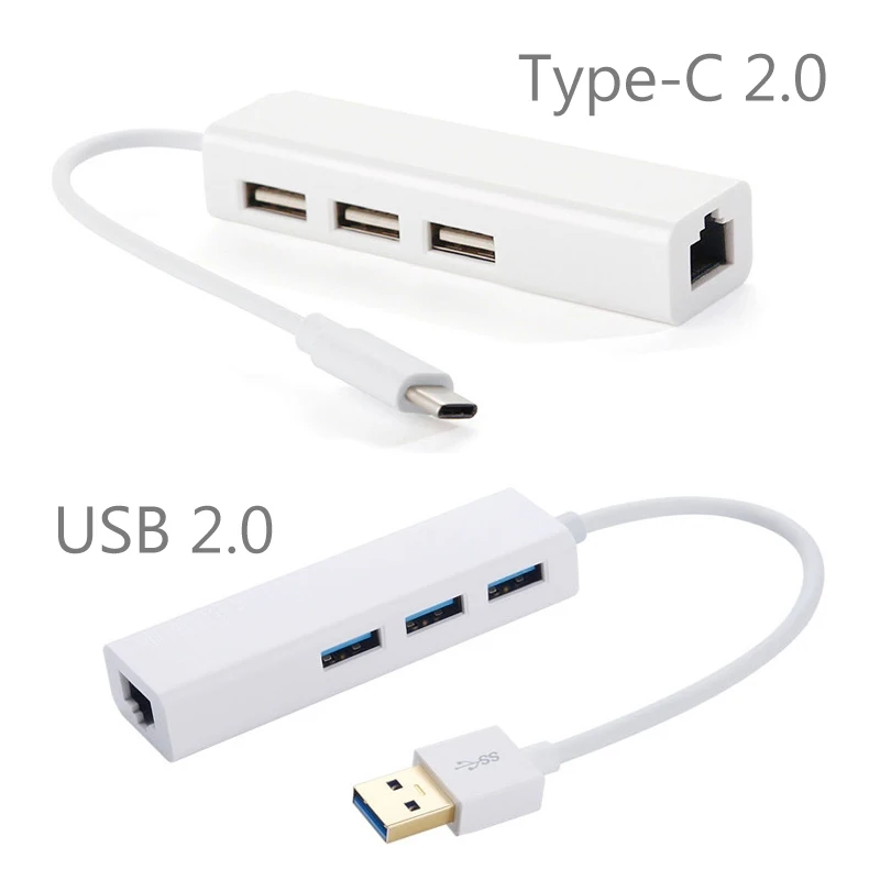 Cliry USB 2,0 тип-c крошечный usb-хаб для RJ45 сетевой адаптер LAN Ethernet с 3 портами для планшетов на Android высокого качества