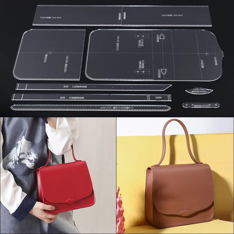 

1Set laser cut Acrylic Template Pattern Tool For DIY Handmade Handbag Leather Craft Sewing Pattern Sewing stencils 20.5*19*17cm