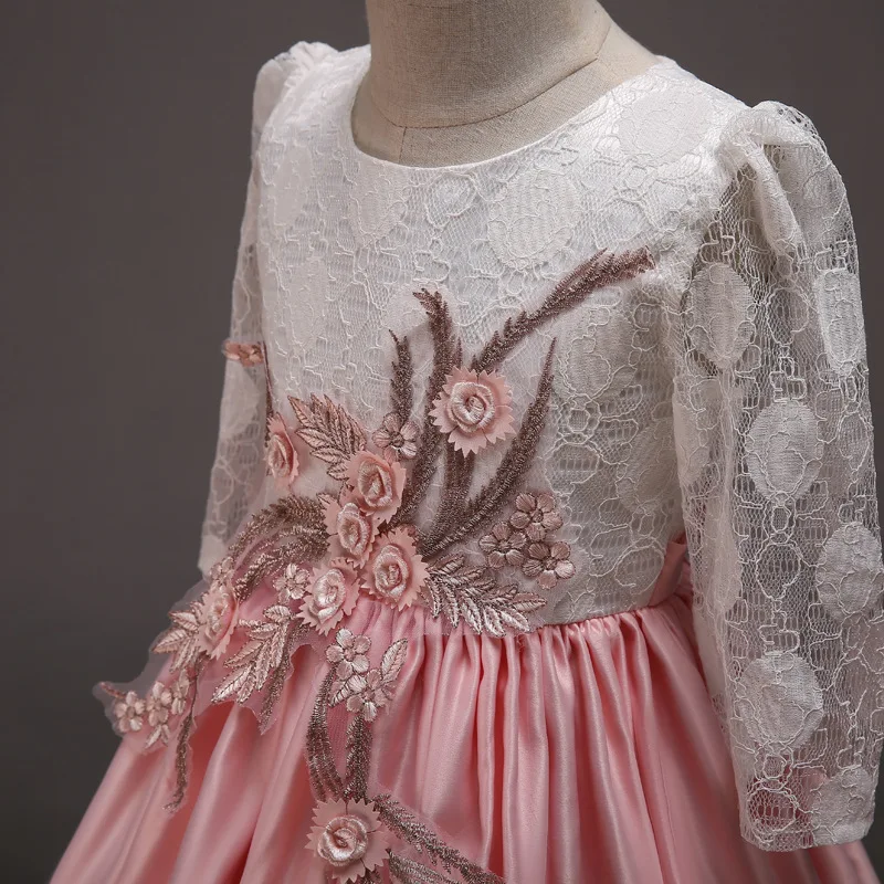 Детская одежда платье для дня рождения Vestidos infantil кружевное атласное принцессы с