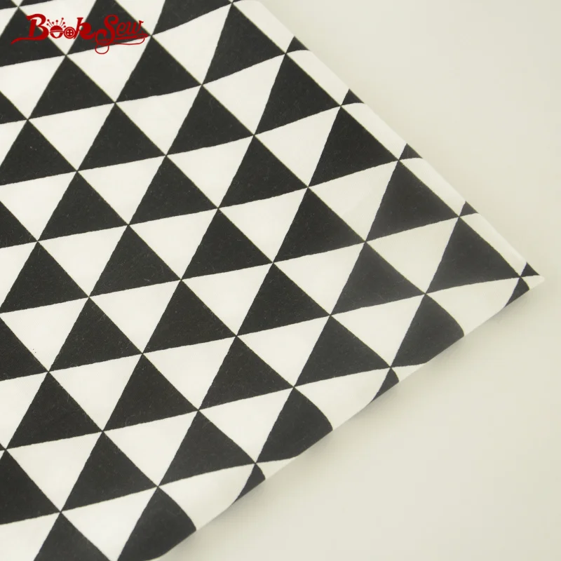 Booksew 100% хлопок саржа Ткань черный Треугольники мягкая ткань лоскутное Tecido