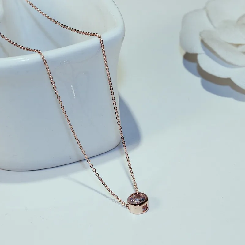 Простое розовое ожерелье из циркона Женское Ожерелье Bijoux Классическая Модная бижутерия милый подарок