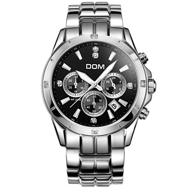 DOM 2015 Mens Watches Top Brand Luxury Quartz Waterproof Watch Relojes Stainless Steel Casual Brand Men