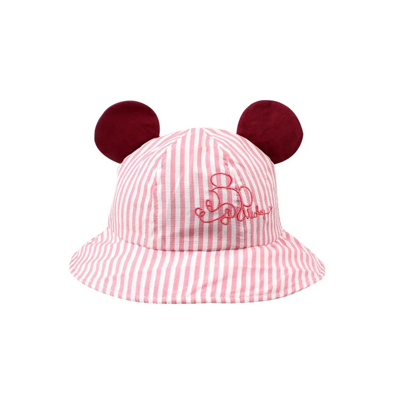 Striped Cartoon Baby Hat Mouse Ears Cute Baby Cap Breathable Wide Brim Baby Boys Hat Summer Lace Up Sun Cap Baby Girls Clothing (20)