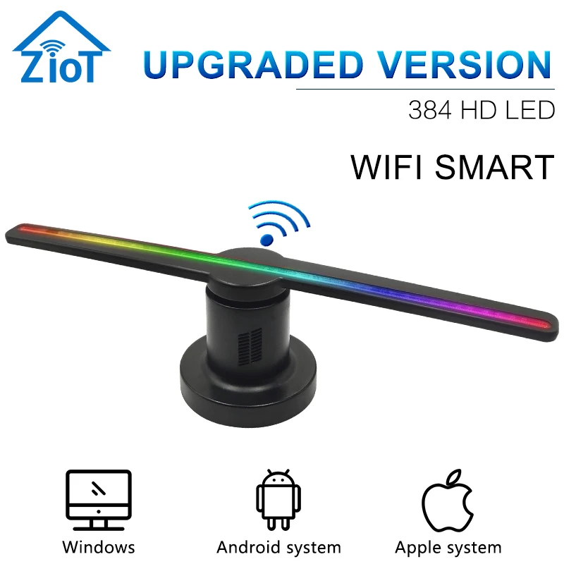 

ZIoT 42cm Wifi 3D Holographic Projector Hologram Player LED Display Fan Advertising Light