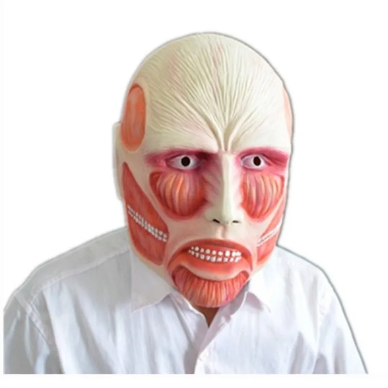 New  Attack On Titan Anime Mask Shingeki No Kyojin Colossal Cosplay Scary Full Face Adult Latex Cosplay 