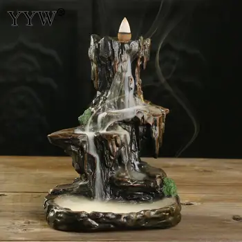 

Resin Durable Backflow Incense Burner Smoke Waterfall Incense Cone Holder Censer Incenso Burner Rockery Home Decor Send 10 Cones