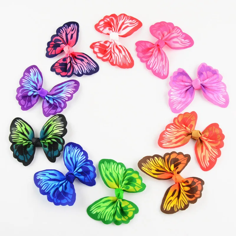 30pcs lot 2 4 Inch Mini Ribbon Butterfly Bows Without Hairpin Boutique Hair Accessories 10 Color