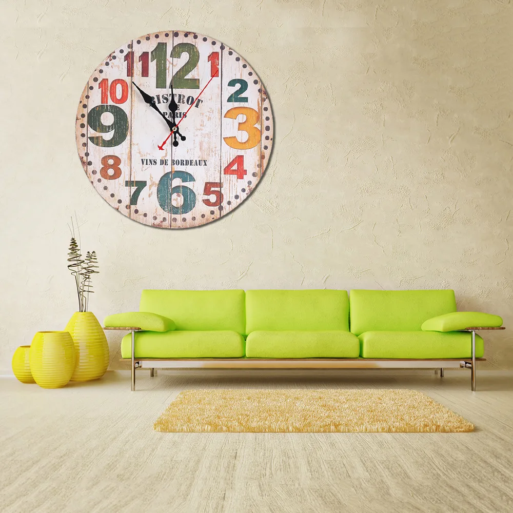 

Vintage Style Non-Ticking Silent Antique Wood Wall Clock for Home Kitchen Office for living room and bedroom