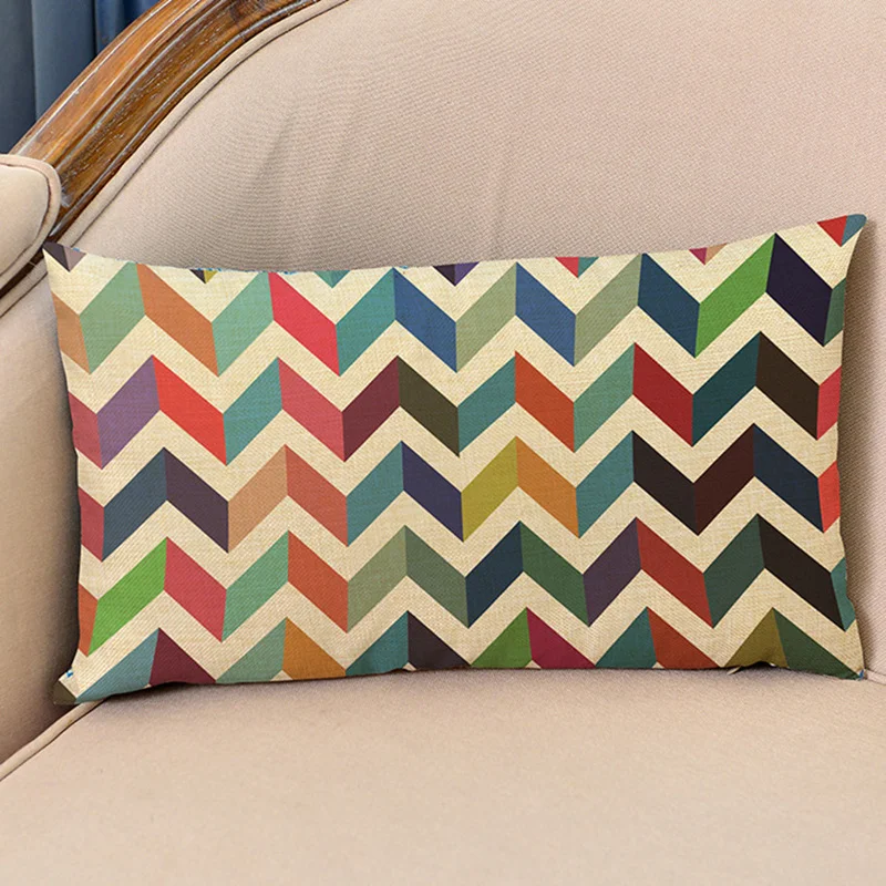 

Nordic 18'' Geometric Style Linen Cushion Cover Decorative Pillows Arrow Cactus Rectangular Waist Pillow Case Sofa Cushion Cover