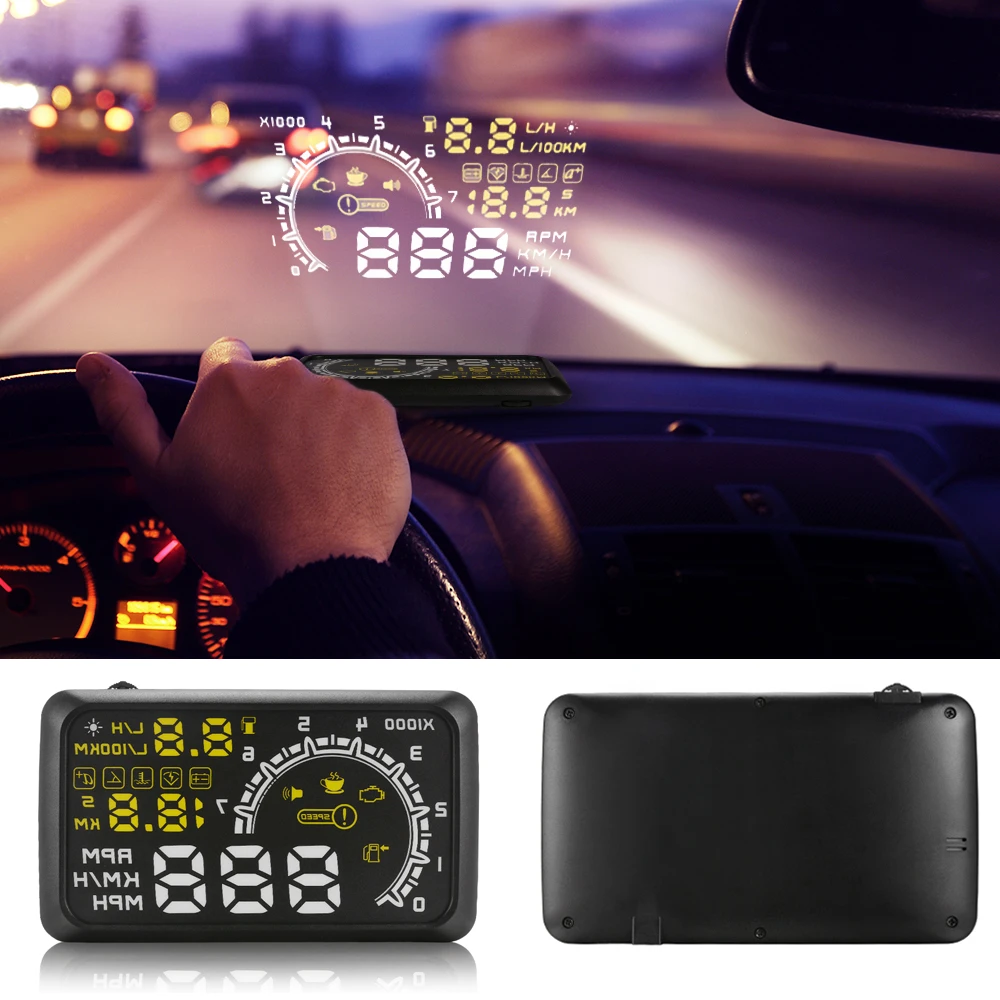 Car Hud Head Up Display Digital Car Speedometer Trip Computer Obd 2 Speed Engine Rpm Fuel Consumption Windshield Projector P12 Head Up Display Aliexpress