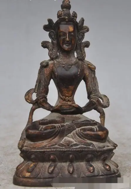 

S03922 7"Tibet Buddhism Bronze copper Kwan-Yin Bodhisattva Tara Chenrezig buddha Statue