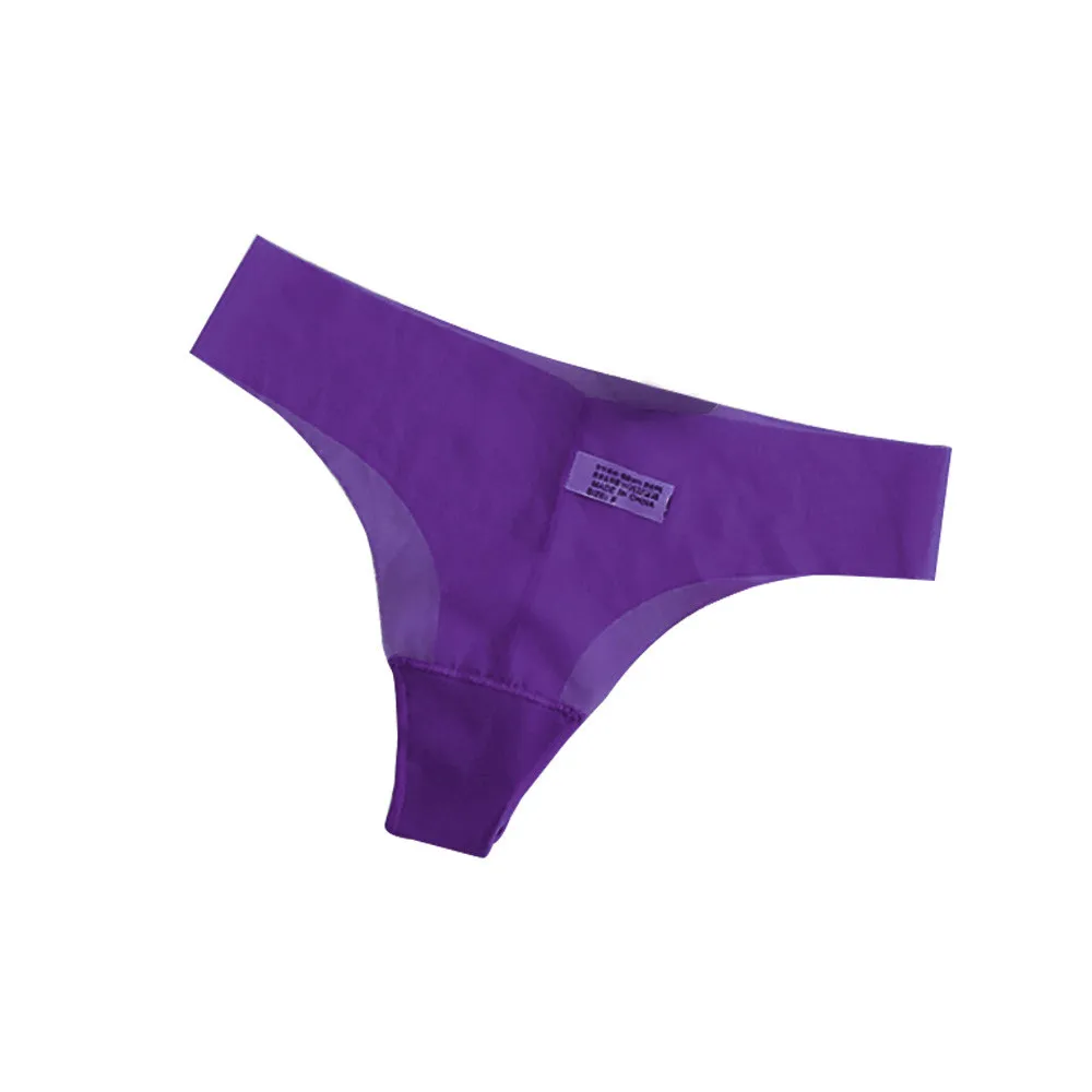 Женское нижнее белье, одноцветные сексуальные трусики для женщин, стринги, бесшовные стринги, трусы, нижнее белье,# QQ - Цвет: Purple