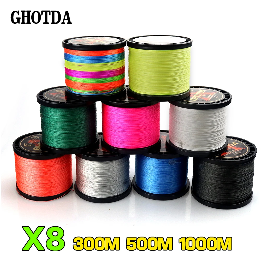 GHOTDA 8 السواحل 1000 متر 500 متر 300 متر صنارة صيد بولي ايثيلين مجدول tresse بيكي المياه المالحة الصيد نسج متفوقة Extreme قوى عظمى