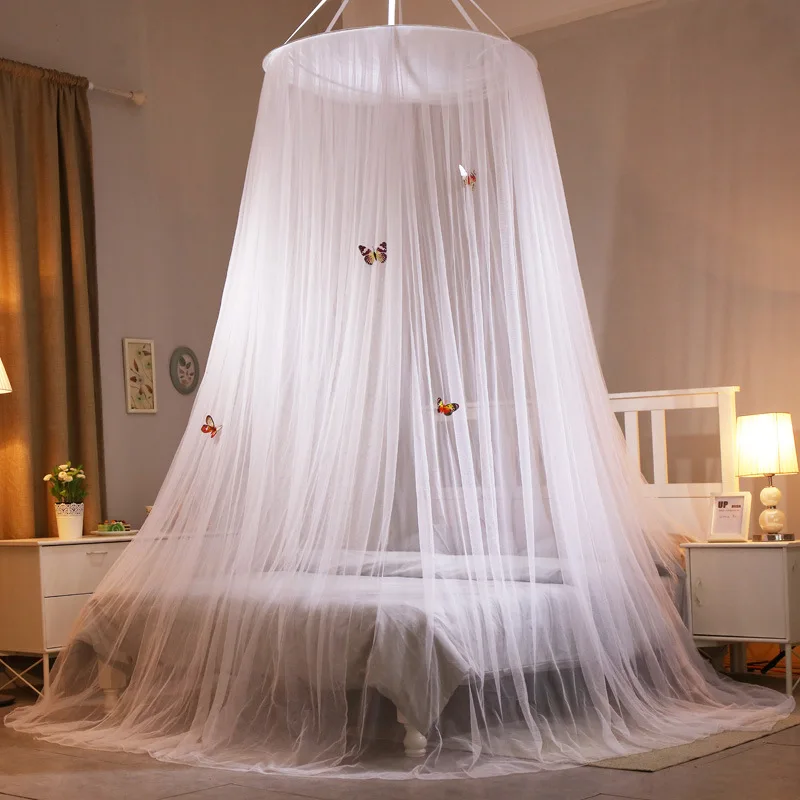 

Large Hanging Mosquito Nets for Summer Girl Kids Bedding Round Dome Bed Canopy Curtain Bed Tent with Butterfly Decor Bedcover
